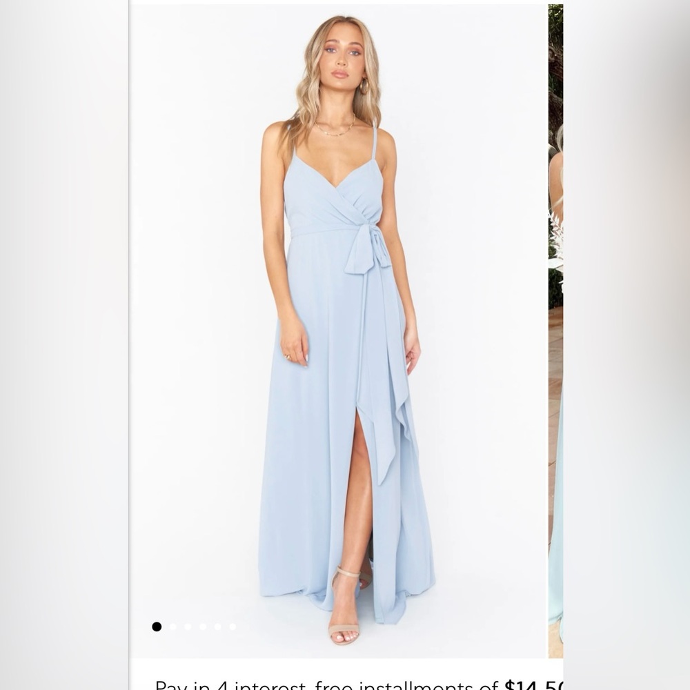 Show Me Your MuMu Liz Maxi Dress in Steele Blue Chiffon XXL